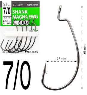 Гачки офсетні Gurza Shank Magna EWG K-1315 №7/0