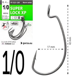 Крючки офсетные Gurza Super Lock XP PTF №1/0
