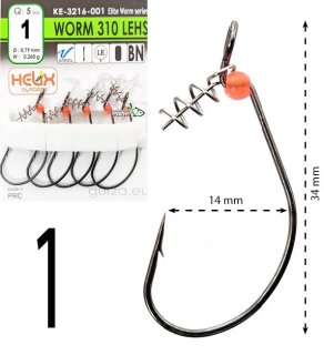 Крючки офсетные Gurza Worm 310 LEHS KE-3216 №01