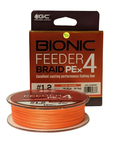 Шнур Golden Catch Bionic Feeder PE X4 150м Orange #0.6/0,128мм 5кг