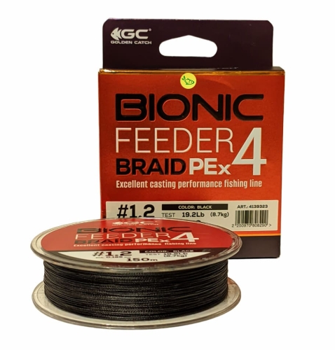 Шнур Golden Catch Bionic Feeder PE X4 150м Black #1.2/0,185мм 8,7кг