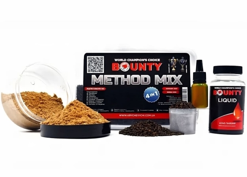 Прикормка Bounty Method Mix (4 в 1) 400г - Squid / Strawberry (кальмар / полуниця)