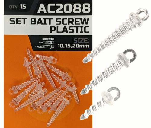 Набор винтовых фиксаторов для Pop-Up Orange Bait Screw Plastic, 10-16-20мм (15шт/уп)