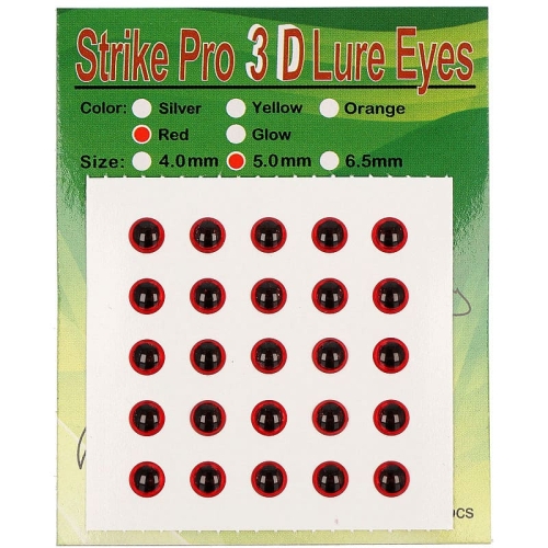 Глаза Strike Pro для приманок 3D 5мм Red (25шт/уп)