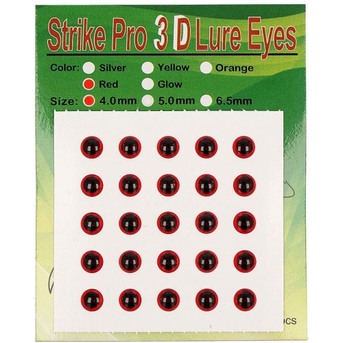 Глаза Strike Pro для приманок 3D 4мм Red (25шт/уп)