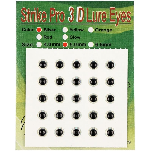 Очі Strike Pro для приманок 3D 5мм Silver (25шт/уп)