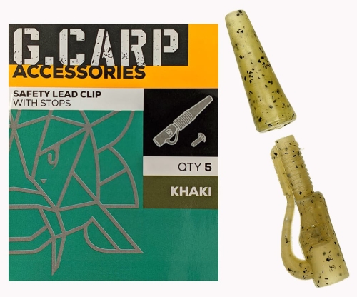Кліпса Golden Catch G.Carp Safety Lead Clip With Stops, khaki (5шт/уп)