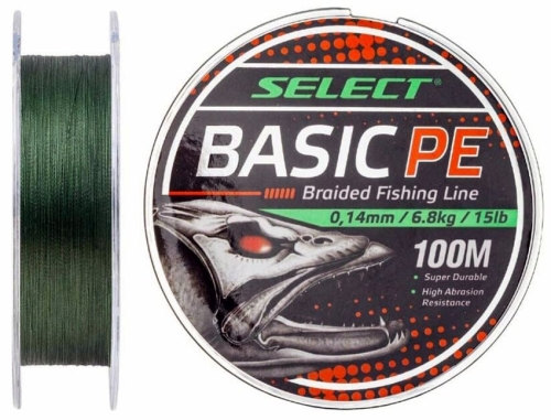 Шнур Select Basic PE 100м Dark Green 0,14мм 15lb/6,8кг
