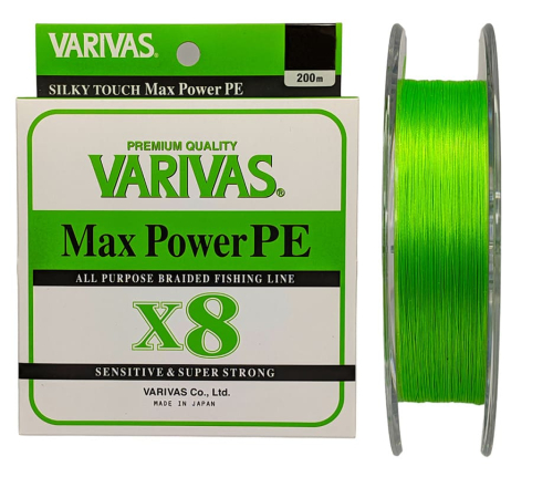 Шнур Varivas MAX Power PE X8 Lime Green 200м #0.6/0,128мм 14,5lb/6,6кг