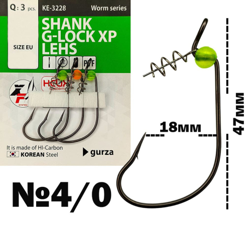 Гачки Gurza Shank G-Lock XP LEHS (KE-3228) PTF - №4/0 (3шт/уп)
