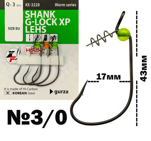 Гачки Gurza Shank G-Lock XP LEHS (KE-3228) PTF - №3/0 (3шт/уп)