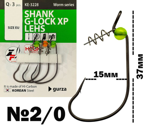 Гачки Gurza Shank G-Lock XP LEHS (KE-3228) PTF - №2/0 (3шт/уп)