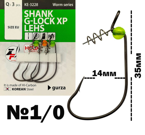 Гачки Gurza Shank G-Lock XP LEHS (KE-3228) PTF - №1/0 (3шт/уп)