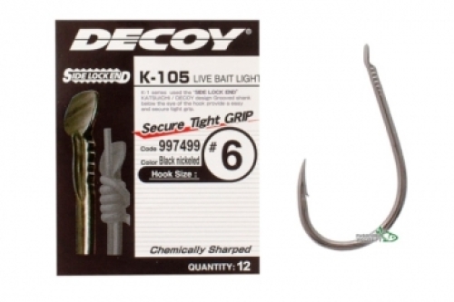 Крючки Decoy K-105 Live bait light size 6