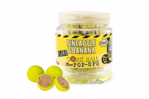 Бойли Dynamite Baits Cork Ball Pop-Ups Pineapple & Banana Fluro Yellow 15мм (DY950)