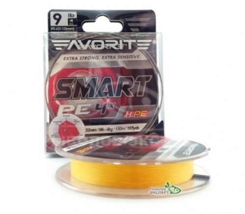 Шнур Favorite Smart PE 4x 150м помаранчевий #2,5/0,256мм 13кг