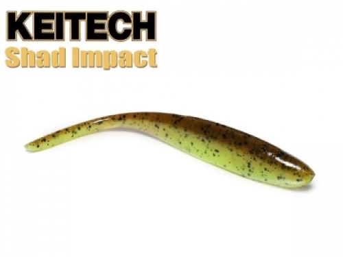 Силікон Keitech Shad Impact 4,0" - 401 Green Pumpkin/Chartreuse