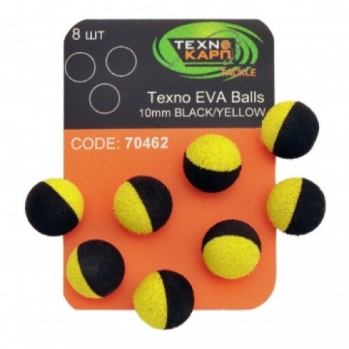 Насадка Technocarp Techno EVA Balls 10мм Black/Yellow (8шт/уп)