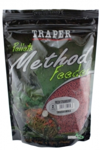 Пеллетс Traper Method Feeder 2мм 500г-Strawberry (Клубника)
