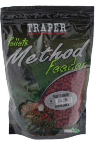Пеллетс Traper Method Feeder 4мм 500г-Strawberry (Клубника)