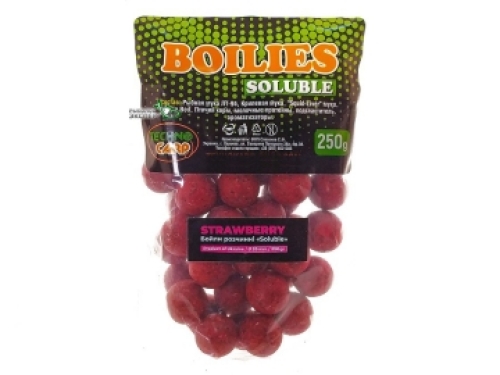 Бойли Technocarp Soluble Boilies - Strawberry 20мм 250г