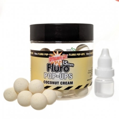 Бойлы Dynamite Baits Fluro Pop-Ups Coconut Cream 15мм (DY576)