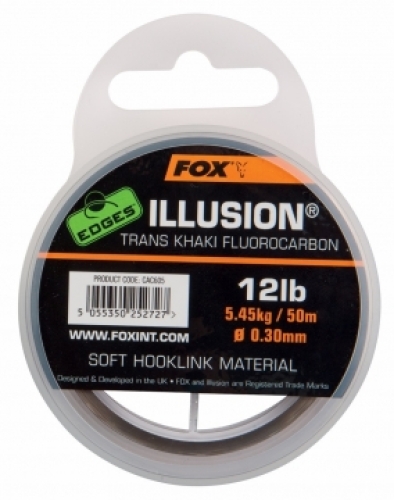Флюорокарбон Fox Edges Illusion Soft Hooklink 50м 0,3мм 12lb trans khaki