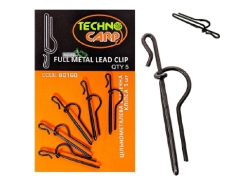 Клипса Technocarp Full Metal Lead Clip безопасная, цельнометаллическая (5шт/уп)