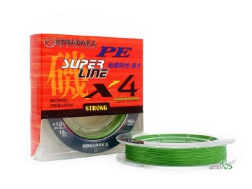 Шнур Kosadaka PE Super Line X4 150м 0,18мм Fluo Green 10,10кг