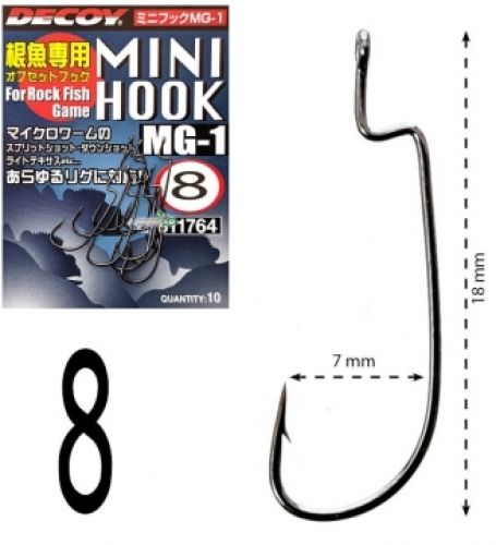Крючки Decoy оффсетные Mini Hook MG-1 size 8