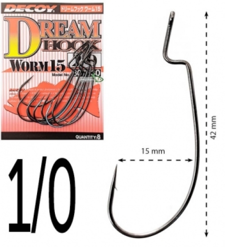 Крючки Decoy оффсетные Worm 15 Dream Hook size 1/0