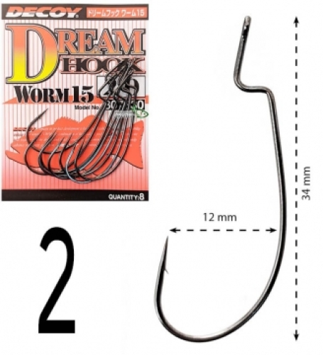 Крючки Decoy оффсетные Worm 15 Dream Hook size 2