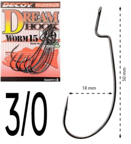 Крючки Decoy оффсетные Worm 15 Dream Hook size 3/0