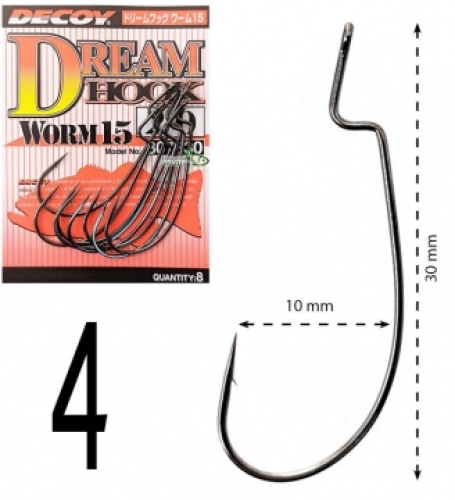 Крючки Decoy оффсетные Worm 15 Dream Hook size 4