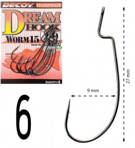 Крючки Decoy оффсетные Worm 15 Dream Hook size 6