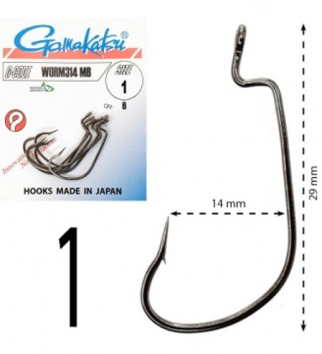 Крючки Gamakatsu оффсетные Worm 314 №01