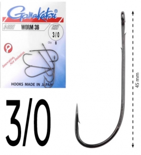 Гачки Gamakatsu Worm 36 size 3/0