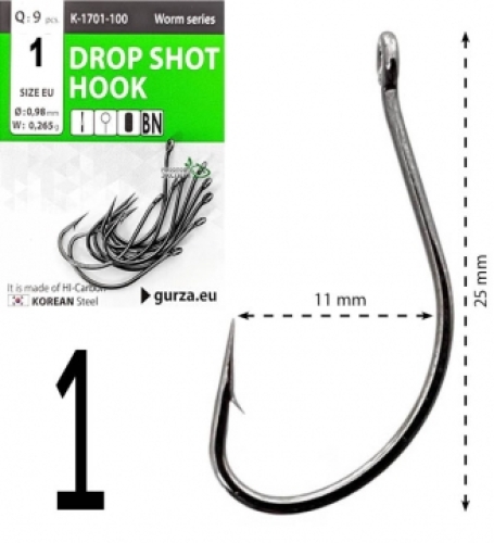 Гачки Gurza Drop Shot Hook BN K-1701 №01