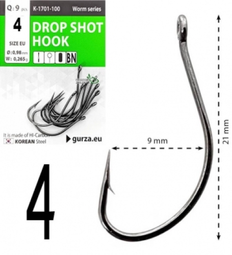 Крючки Gurza Drop Shot Hook BN K-1701 №04