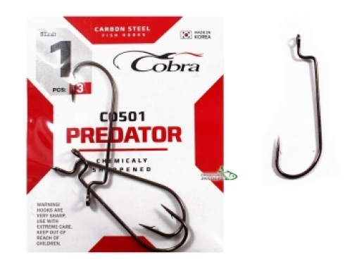 Крючки офсетные Cobra Predator CO501 NSB №3/0
