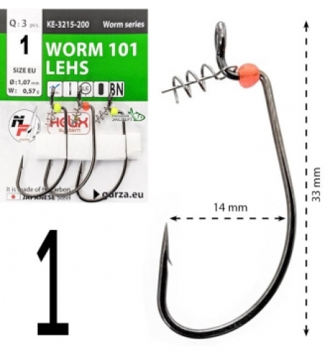 Крючки офсетные Gurza Worm 101 LEHS KE-3215 №01