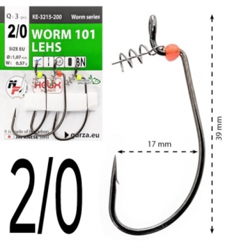Крючки офсетные Gurza Worm 101 LEHS KE-3215 №2/0