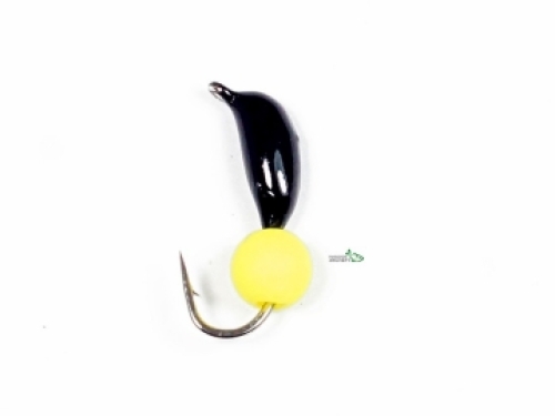 Мормишка True Weight Банан-Ядрене Око 2,5мм чорна/жовтий неон 0,6г