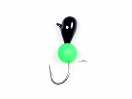 Мормышка True Weight Капля-Ядренный Глаз 3,2мм черная/зеленый неон 0,55г
