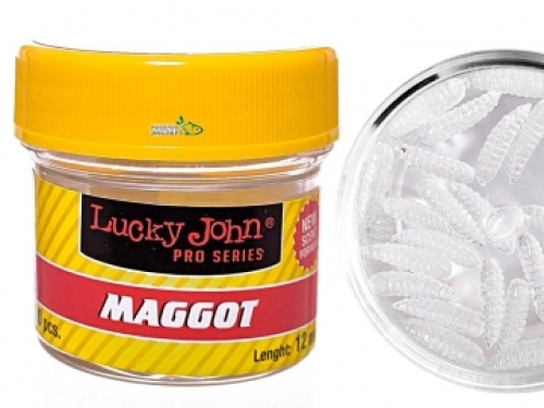Опарыш силиконовый Lucky John Maggot фосфорный 12мм (30шт)