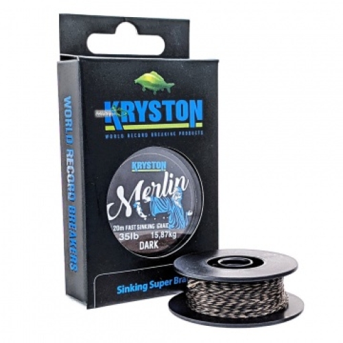 Поводковый материал Kryston Merlin Fast Sinking Supple Braid Dark Silt 20м 15lb