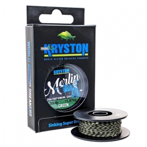 Поводковый материал Kryston Merlin Fast Sinking Supple Braid Weed Green 20м 15lb