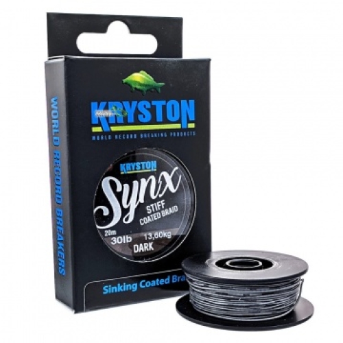 Поводковый материал Kryston Synx Stiff Coated Braid Dark Silt 20м 20lb