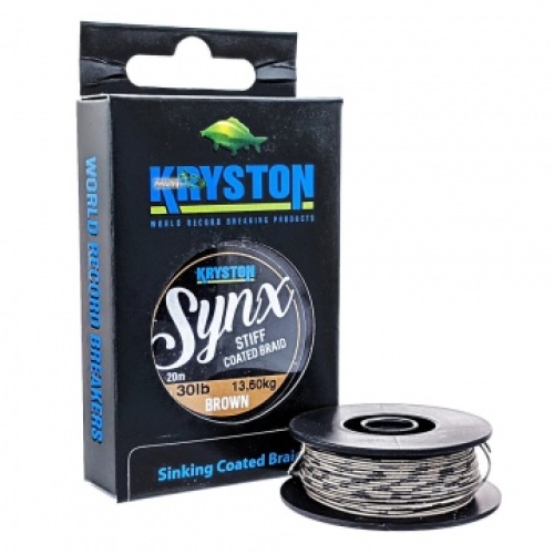 Поводковый материал Kryston Synx Stiff Coated Braid Gravel Brown 20м 20lb