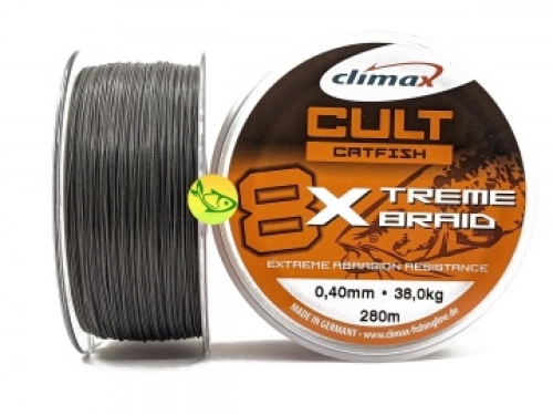 Шнур Climax Cult Catfish X-Treme Braid 280м 0,40мм 38кг серый